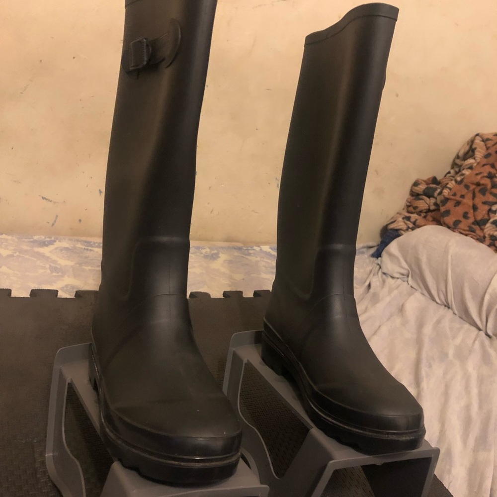 Marc Jacobs wedge wellies Rain Boots Rubber Boots, Black/ash, Size 5.5